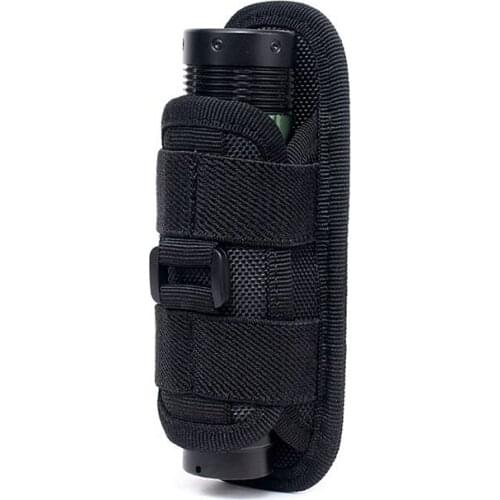 Tactical Molle Flashlight Pouch Multifunctional LED Torch Holster Case Cover Outdoor Camping Hiking Light Clip Black color