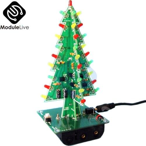 Three-Dimensional 3D 3 Colors Christmas Trees LED DIY Kit Professional Red Green Flash LED Circuit Tools