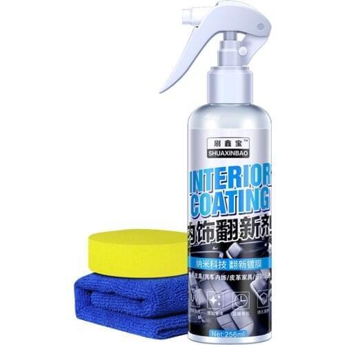 256ML Car Interior Decorative Wax Coating Polishing Spraying Wax Leather Glazing Waterborne Panel Plastic Renovation Agent