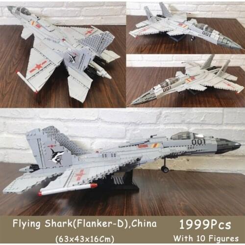 World Famous Combat Aircraft Military Series Flying Shark(Flanker-D) High-Tech Air Fighter Aviation Building Blocks Gift Toys