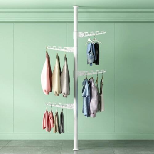 Stainless Steel Retractable Drying Rack Balcony Bedroom Standing Coat Rack Home Clothes Drying Pole Hangers For Clothes Rack