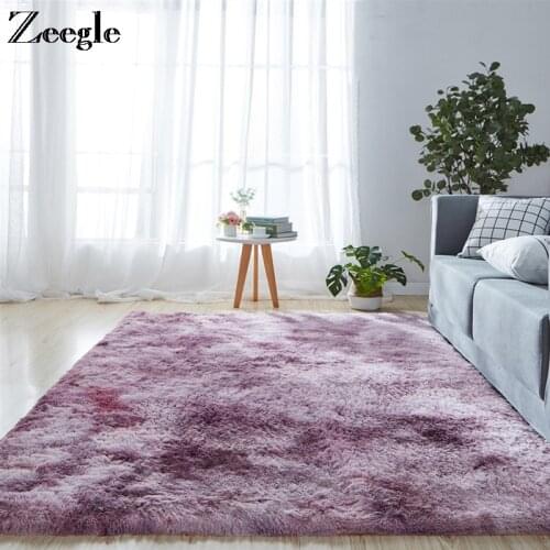 Zeegle Fluffy Carpet Polyester Soft Sofa Area Rug Foot Mat Large Size Decoration Living Room Rug Bedside Carpet Mat Floor Rug