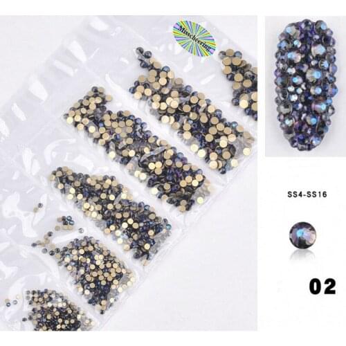 1300pcs SS4-SS16 Flatback Rhinestones Multicolor Non HotFix Glitter Rhinestones For Gel Polish Tips Nail Art Decorations NR3347