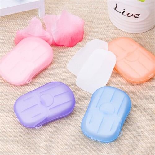 20 PC/Box Travel Hand-washing Soap Paper Multifunctional Aroma Sliced Cleaning Paper Disposable Boxed Mini Soap
