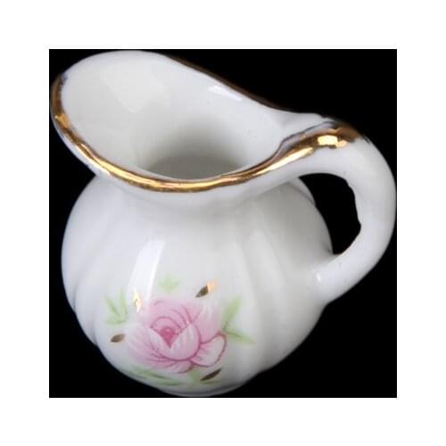 8pcs 1/12 Miniature Ceramic Bathroom Furniture Set Dollhouse Accessories