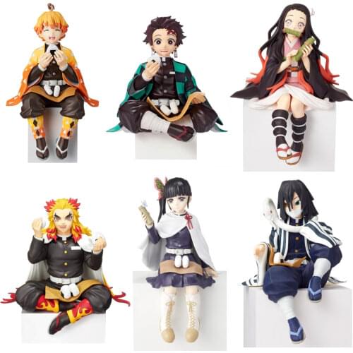 Anime Demon Slayer Kamado Tanjirou Eat Rice Balls PVC Action Figure Premium Chokonose Figure