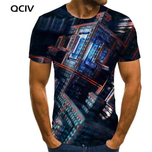 QCIV Brand Geometry T-shirt Men Abstract T-shirts 3d Creativity Shirt Print Psychedelic Anime Clothes Short Sleeve T shirts Cool