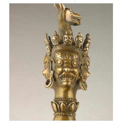 Decoration bronze factory Pure Brass Antique Old Elaborate Handmade Collection Brass Buddhist Spiritual Exorcism Tools statue