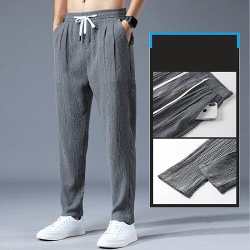 Summer Hot Sale Man Streetwear thin Hip Hop Pants Male Gray Harajuku Casual Trousers Loose Tight Waist Sweatpants Mens Clothing
