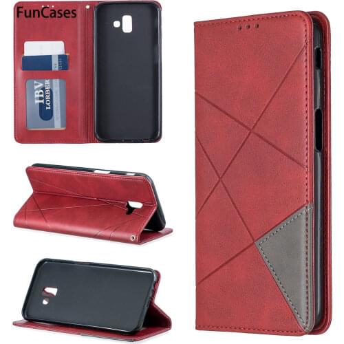 Armor Cases For armor Samsung J6 Plus Diamond PU Leather Flip Case sFor Samsung Galaxy phone case J6 Premium J6+ Case Movil