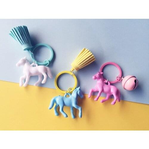 Hand Made Colorful Horse Keychain Couple Simple Tassel Keyring Pendant Fit Bag Charms Car Accessories for Women Birthday Gift