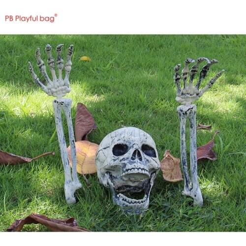 Playful bag 2020 Halloween Decoration Skeleton head hand bone Horror skeleton ornament Novelty Halloween children toys AB10