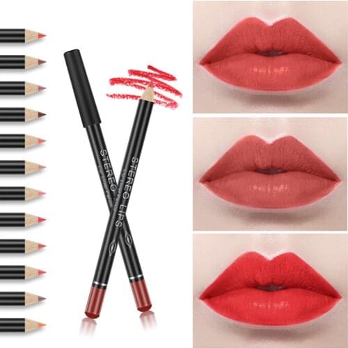 12 Colors Lip Liner Lipstick Pencil Sexy Matte Waterproof Lasting Lipstick Pen Beauty Makeup Cosmetics TSLM1