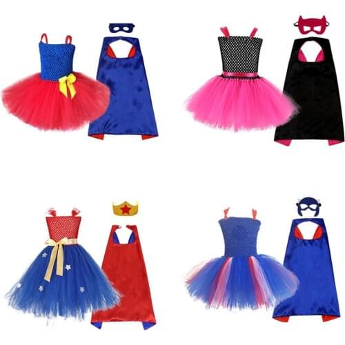 Girls Princess Costume Cosplay Dress Cloak Mask Puffy Dress Cosplay Costumes For Halloween Birthday Christmas Party Kids Costume