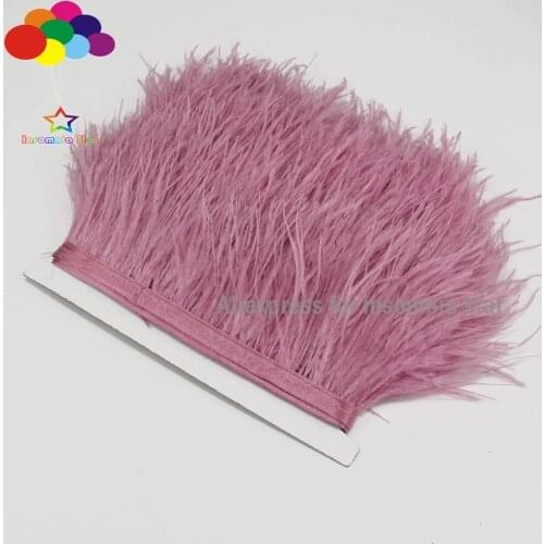 Leather pink fluffy beautiful ostrich feathers trim wide dress party Decoration wholesale