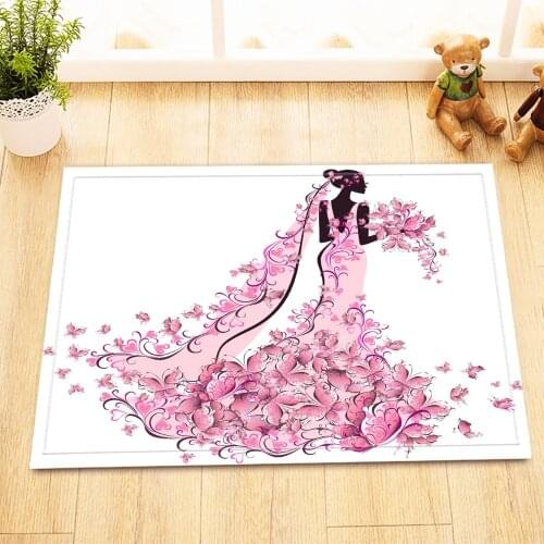 LB Afro Girl African American White Bath Mat Flower Butterfly Area Rug For Home Living Room Carpet For Bedroom Doormat Kitchen