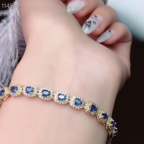 Best Gift Natural and Real Sapphire bracelet Free shipping 100% Real natural sapphire Bracelet 925 sterling silver Bracelet
