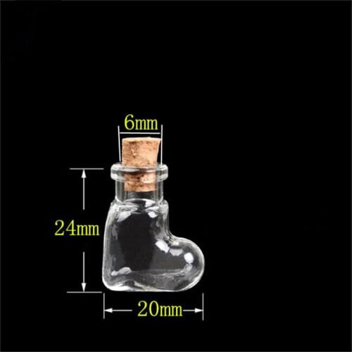 Mini Hearts Bottles Pendants Small Glass Bottles With Cork Jars Gifts Vial 20pcs 2016 new