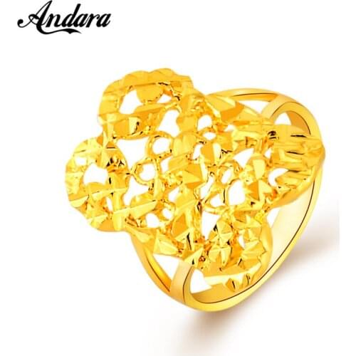 Fashion Classic Rings 24K Gold Color Ring MenS And WomenS Gold Ring Jewelry Accessories Wholesale JR059