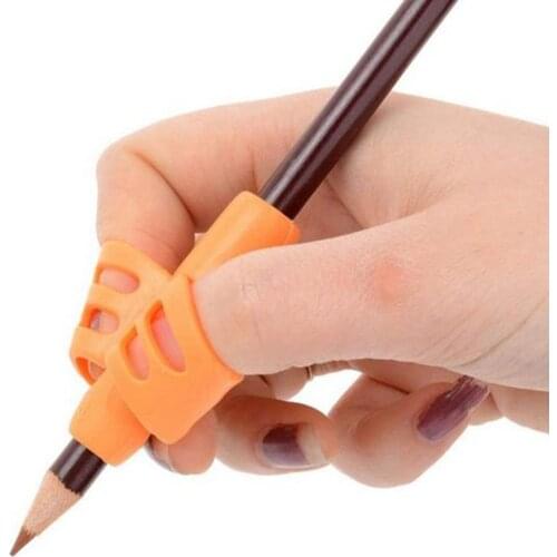 Soft Silicone Two-Finger Pen Holder With Ergonomic Handle Random Color Handwriting Holder For Children And Adults