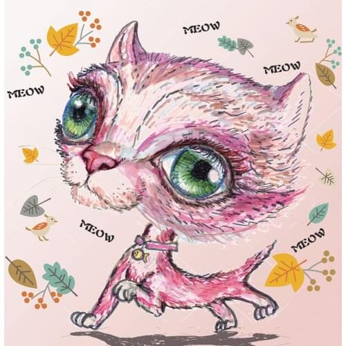 5D Diy Poured Glue Diamond Painting Kits Scalloped Edge New Arrivals Full Round Drill Cartoon Cat Embroidery Animals Mosaic Art