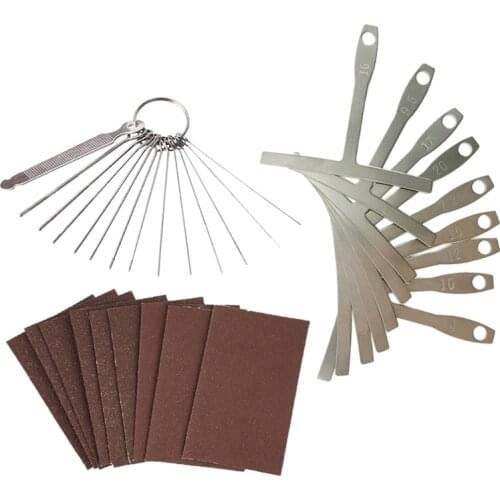 Guitar Luthier Tool Set 13 Stainless Steel Guitar Bridge Saddle Nut Files,9 Understring Radius Gauge,9 Sheet Sandpaper