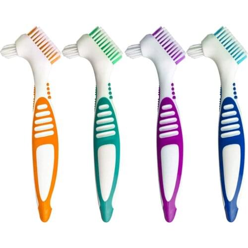 4-piece Denture Brush Set Bristles Y-shaped Stain Remover Toothbrush