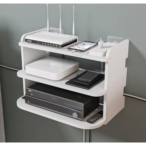 Wall Mount Storage TV Box Router Shelf Set-Top Box Bracket Holder Mini PC DVD Player Stand Rack Aluminum 2/3 Layer Space WF