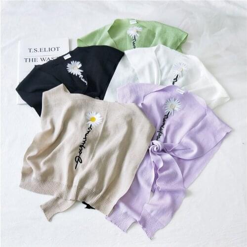 Summer New 5 Colors monochromatic Women Scarf Knitted Shawls Daisy Print Thin Long Scarves For Women W113