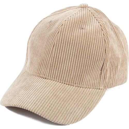 New Autumn Winter Adjustable Black Beige Plain Color Corduroy Baseball Caps Dad Hats Women Mens