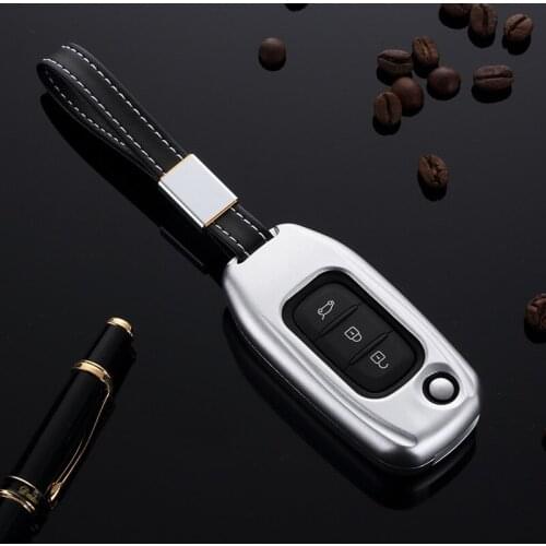 Aluminum Alloy Car Flip Key Case Remote Cover Shell For Renault Koleos Kadjar 3 Buttons Folding Keys Car Styling