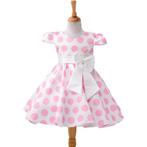 The new Europe and the United States sapphire wave point bowknot dress Girls dress theatrical performances