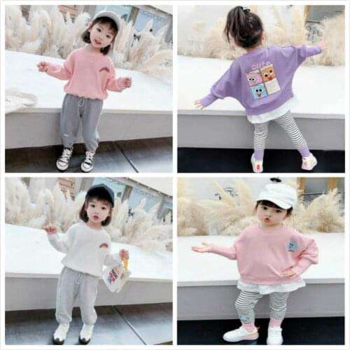 Girls Rainbow Shirt Cartoon Baby Clothes Set For Girls Tracksuit Children Sweatshirt Kids Outwear Toddler Outfit Autumn Pants