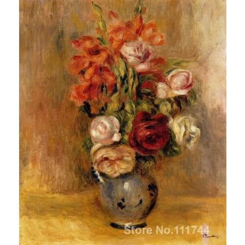 Modern art paintings Vase of Gladiolas and Roses hand painted art by Pierre Auguste Renoir High quality