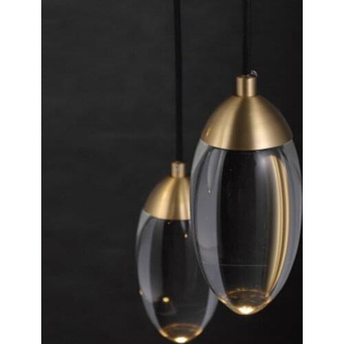 Modern Crystal ball LED Pendant lights Nordic Copper lighting bedroom bedside single head lights bar corridor small Hanging lamp