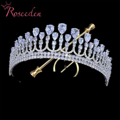 Sparking Cubic Zirconia Wedding Crown Tiaras Zircon CZ Rhinestone Prom Crowns Bridal Hair Jewelry RE4341