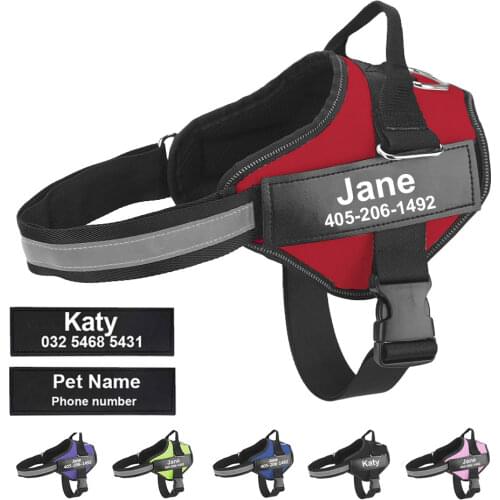 Dog Harness NO PULL Reflective Breathable Adjustable Pet Harness For Dog Vest ID Custom Patch Outdoor Walking Dog Supplies