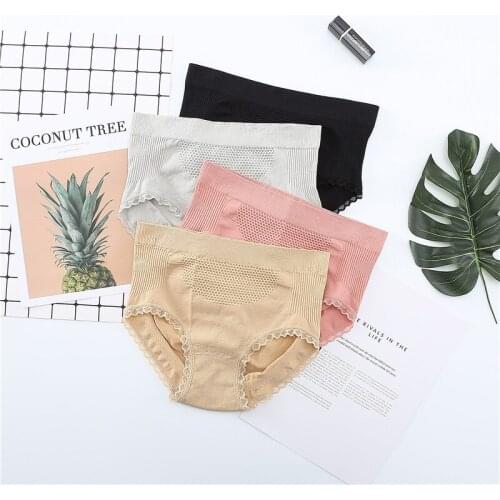 4Pcs/Set Hot Sell Cotton Womens Panties Underwear High Waist Mesh Breathable Briefs Underpants Seamless Female Hipster Panties