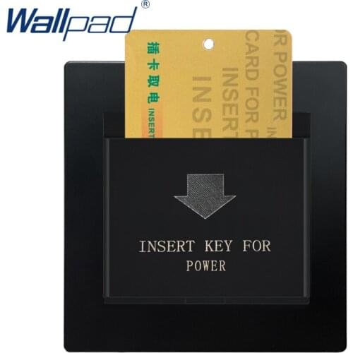Insert Card Hotel Key Switch Wallpad Luxury Wall Light Switch 30A AC180~240V Black PC Panel