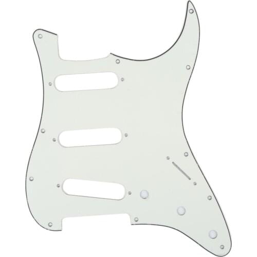 Musiclily SSS 11 Hole Strat Guitar Pickguard for Fender USA/Mexican Made Standard Stratocaster Style, 3Ply Parchment