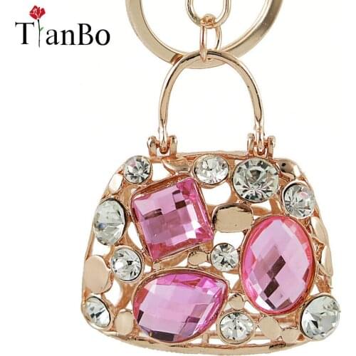 TianBo Fashion Cute Message Crystal bag Charms Keychains for Women Tiny Bag Charms Sister Birthday jewelry Gifts