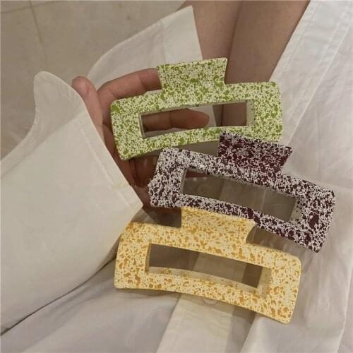 2021 Korea Fashion Candy Color Geometric Rectangle Acrylic Big Hair Claw Clips for Women Girls Hair Accessories Gifts