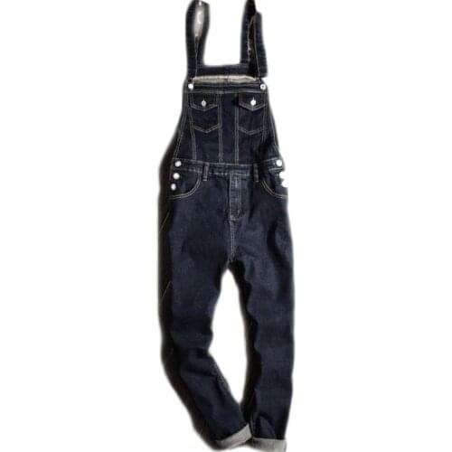Plus Size One Piece Black Denim Jumpsuit Men Autumn Spring Mens Black Overalls Jeans Suspender Pants Size S-XXL XXXL