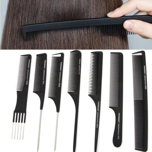 1Pc New Pro Black Fine-tooth Metal Pin Hair Comb Hairdressing Hair Style Rat Tail Comb Brush 7 Types #11