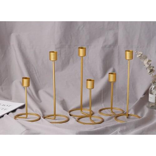 1PC Simple Modern Style Gold Metal Candle Holders Wedding Party Decoration Home Bar Dating Decor Candlestick JL 212