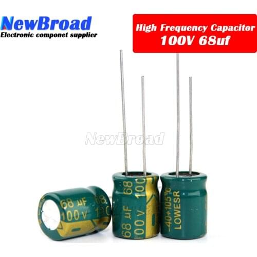 10PCS Aluminum electrolytic capacitor 68UF 25V 50V 100V 250V 400V 450V high frequency low resistance long life 68UF Green-gold