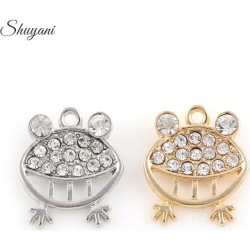 20PCS/Lot Wholesale Rhinestone Frog Charms Diy Handmade Women Necklace Pendant Accessories