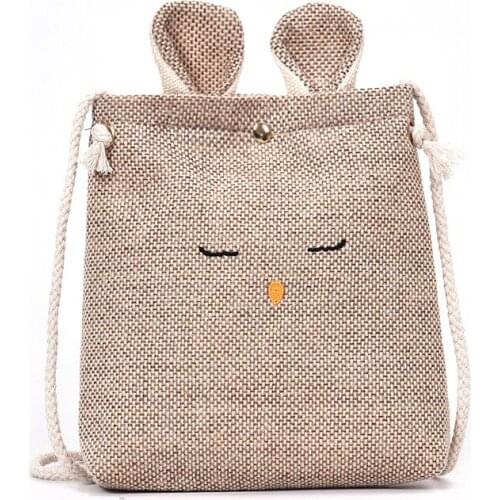 2021 women Cute Cartoon rabbit bag Linen small Shoulder Bags Handbags girl Crossbody Bags Flap Girls Small Mini Kids Designer Q5