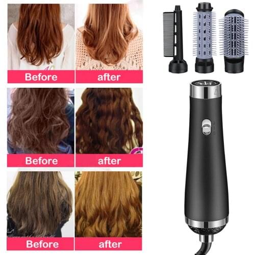 500W 3 in 1 Electric Hot Air Comb Hair Dryer Straightener Curler Comb Brush Household Portable Multifunctional Hair Dryer