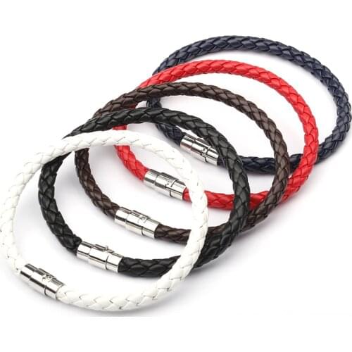Charm Bracelet Leather Braided Alloy Magnetic Clasps Bracelets For Women Men Couple Fashion Braclet Armband Jewelry Gifts